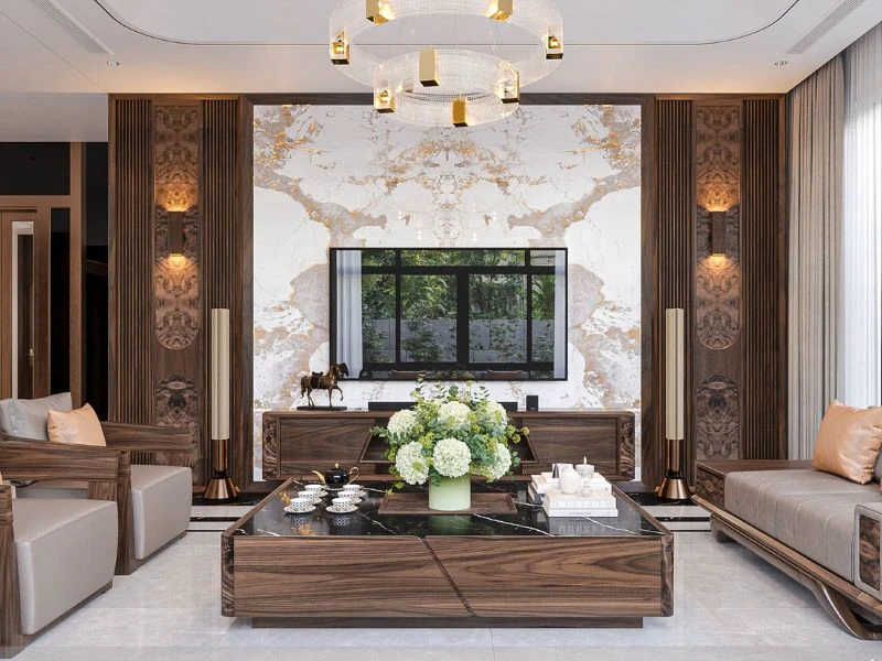 Thiết kế phòng khách biệt thự của Nội thất Mộc Vũ Gia