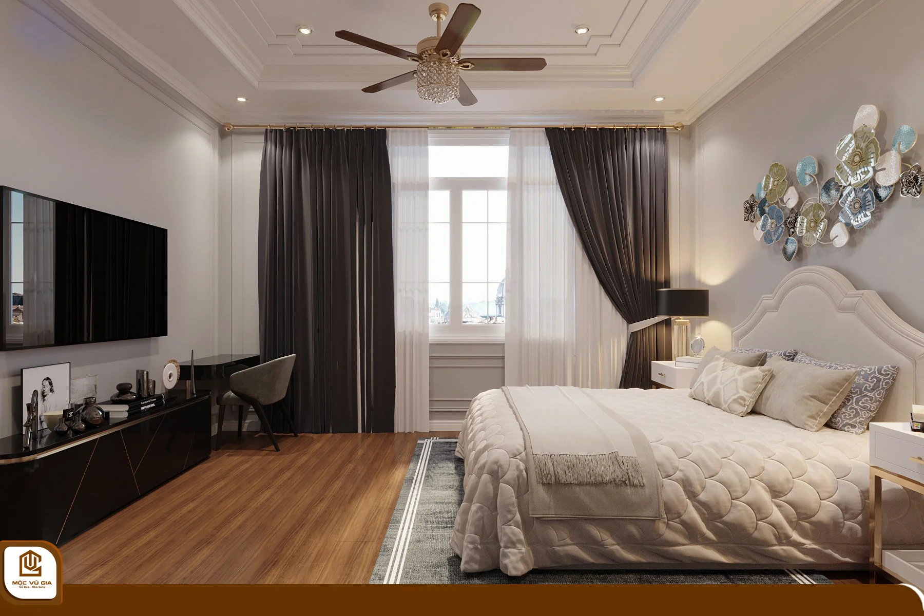 Thiết kế nội thất phòng ngủ ấm áp, sang trọng bởi Nội thất Mộc Vũ Gia