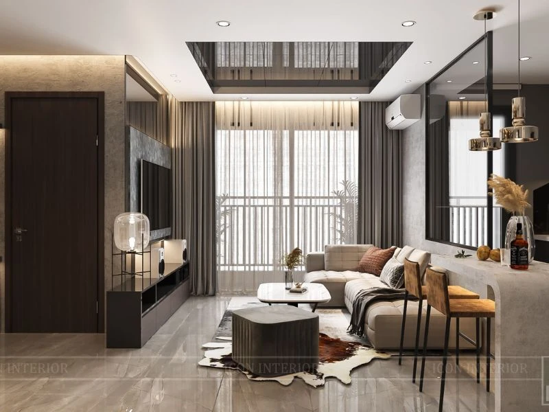 Thiết kế nội thất chung cư 56m² - 2 phòng ngủ