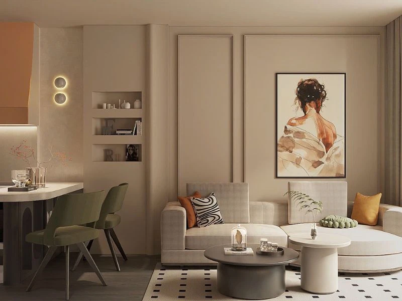 hiết kế nội thất chung cư 59m² - 2 phòng ngủ