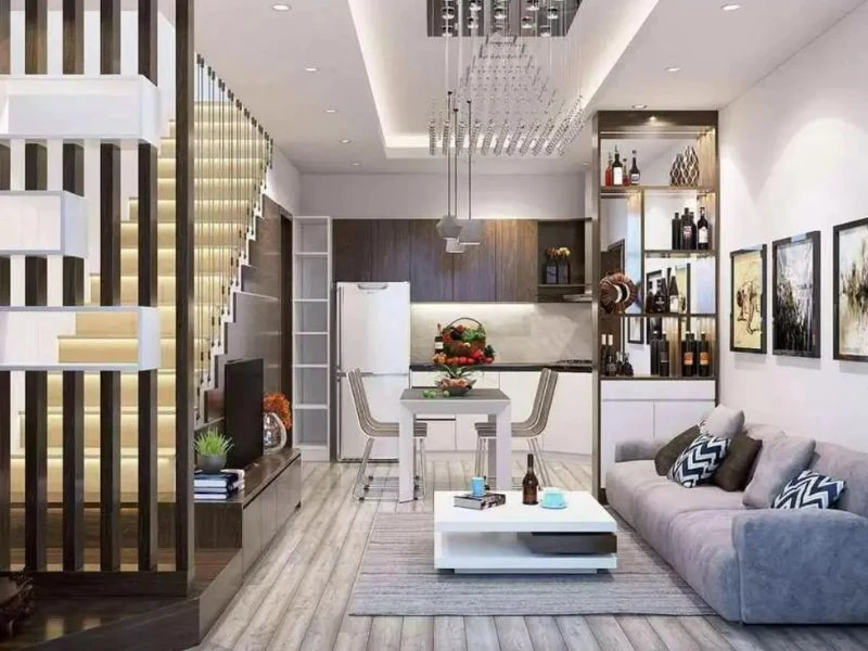 Chú ý vị trí của các cửa ra vào trong phòng khách