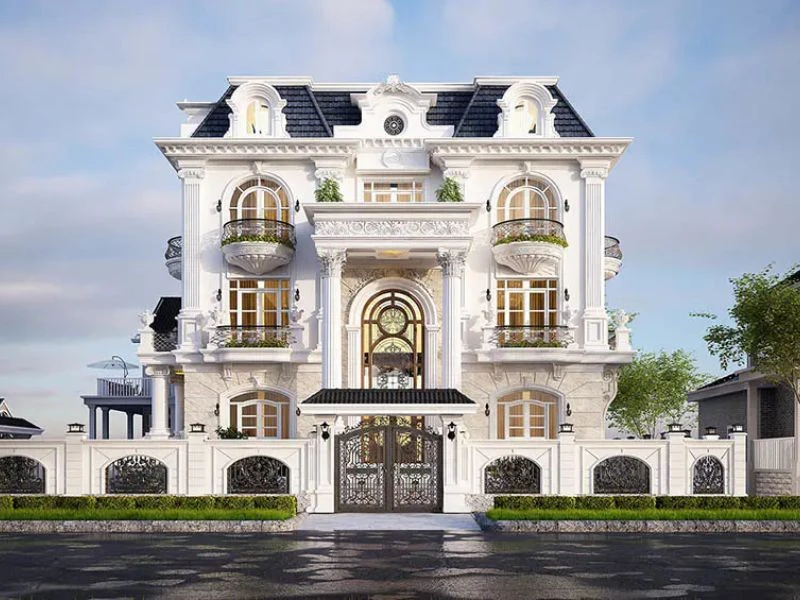 Mẫu thiết kế biệt thự tân cổ điển có 4 tầng đẹp