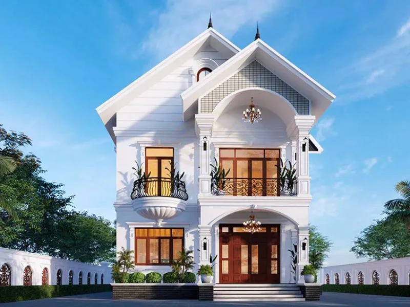 Thiết kế kiến trúc biệt thự tân cổ điển có mái Thái