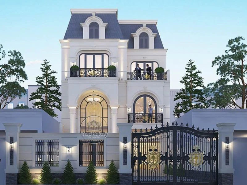 Thiết kế biệt thự bán cổ điển có mái Mansard
