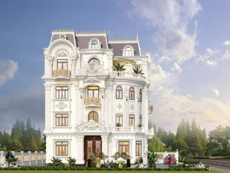 Thiết kế biệt thự tân cổ điển kiểu 5 tầng sang trọng