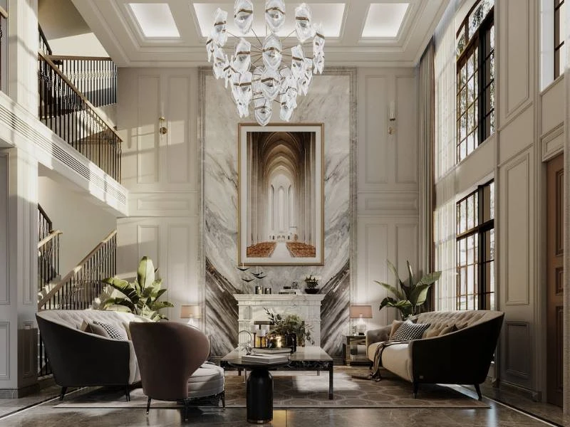 Thiết kế biệt thự tân cổ điển tận dụng nguồn ánh sáng kết hợp với cây xanh