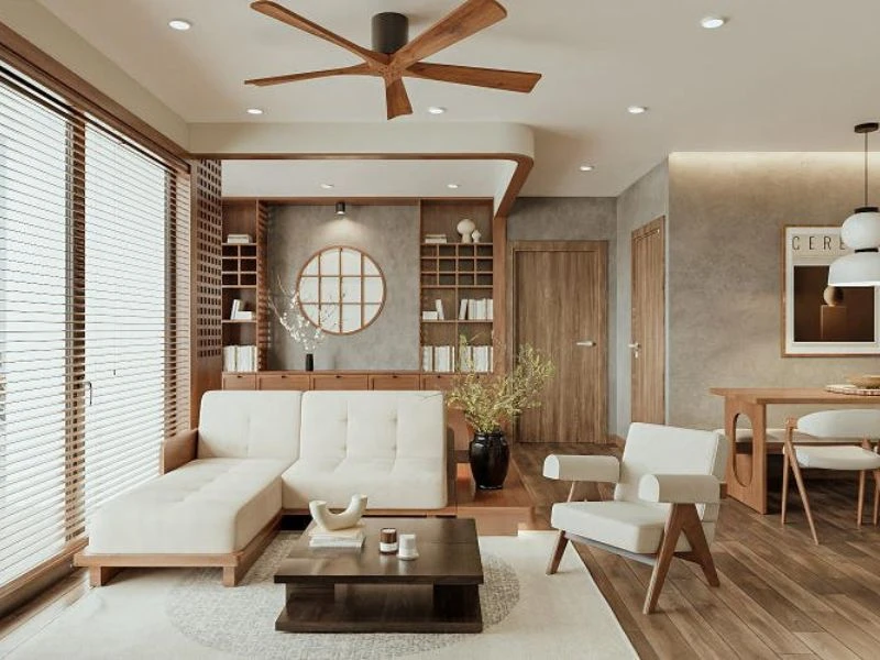Phong cách thiết nội thất chung cư 80m2 Japandi 