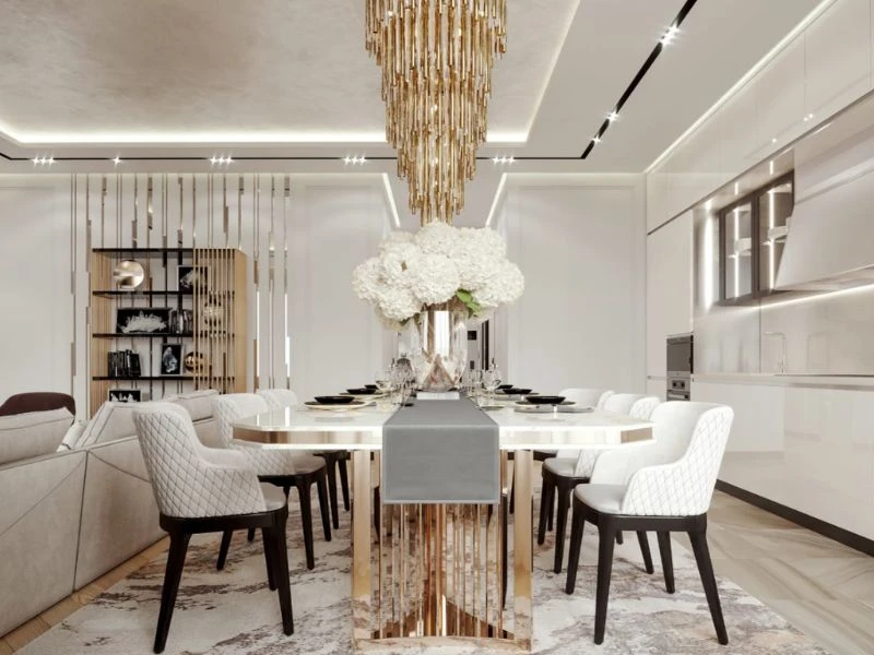 Thiết kế phòng bếp nội thất nhà liền kề theo phong cách Luxury