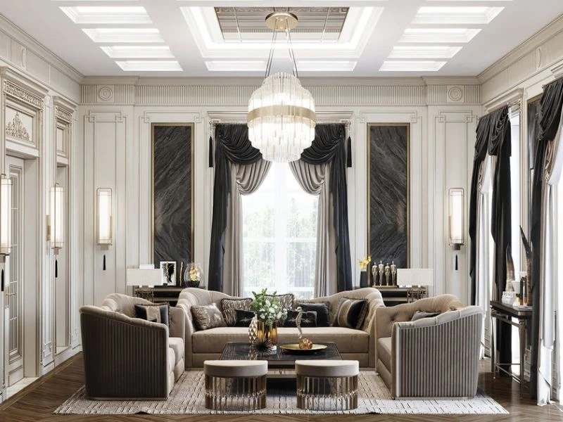 Mẫu thiết kế nội thất nhà liền kề quận Hoàng Mai phong cách tân cổ điển