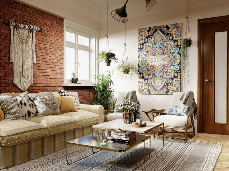 Phong cách thiết kế phòng khách Bohemian