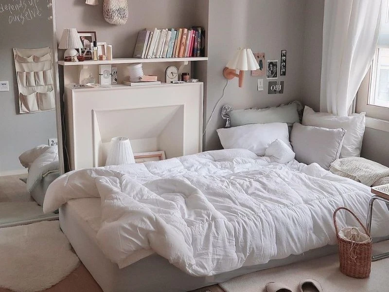 Phòng ngủ màu trắng, tối giản