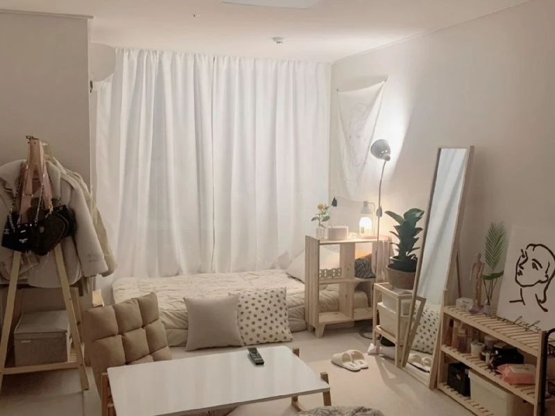 Sử dụng gương đứng khi trang trí phòng ngủ kiểu Hàn Quốc đơn giản