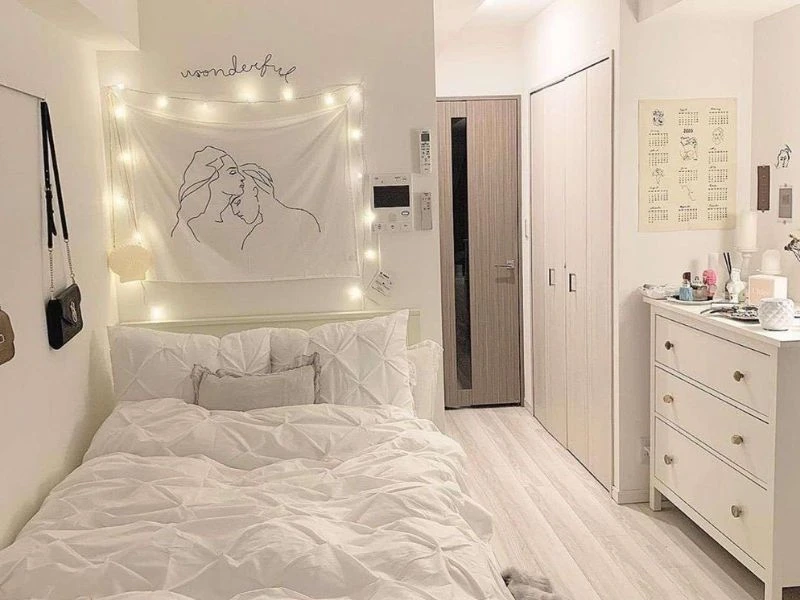 Decor phòng ngủ nhỏ phong cách Hàn Quốc đơn giản
