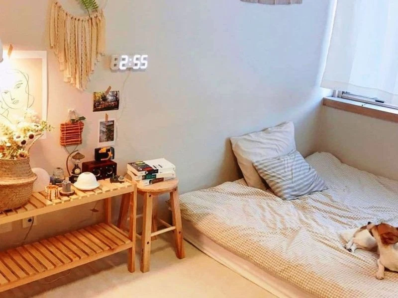 Phòng ngủ phong cách Hàn Quốc thường sử dụng giường pallet