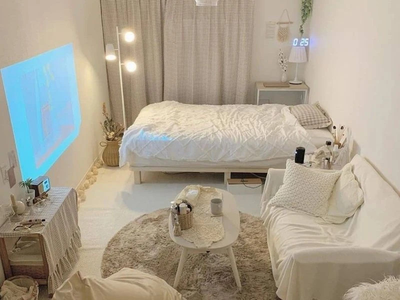 Phòng ngủ tông trắng tối giản