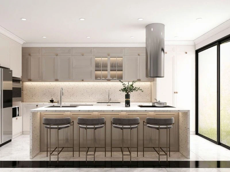 Ghế, bàn ăn đồng bộ với phong cách tân cổ điển