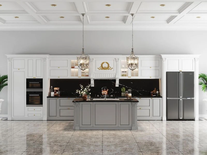 Nội thất mộc Vũ Gia - Đơn vị thi công thiết kế mẫu tủ bếp Tân cổ điển đảm bảo chất lượng, uy tín