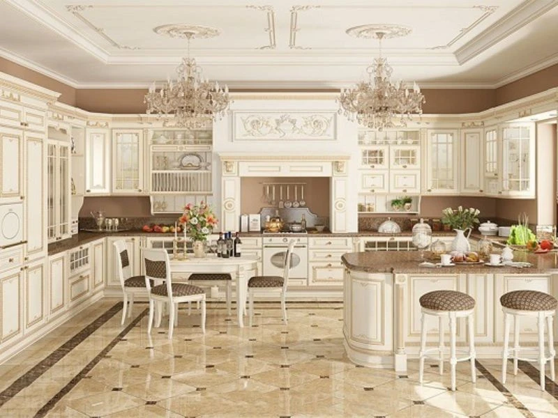Những chi tiết cần chú ý trong thiết kế mẫu tủ bếp tân cổ điển