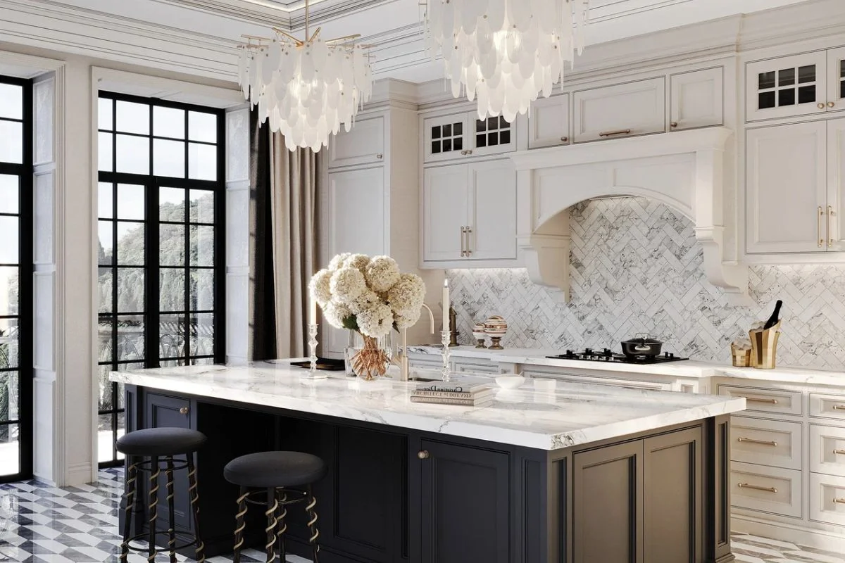 60+ Mẫu tủ bếp tân cổ điển đẹp, sang trọng, tinh tế