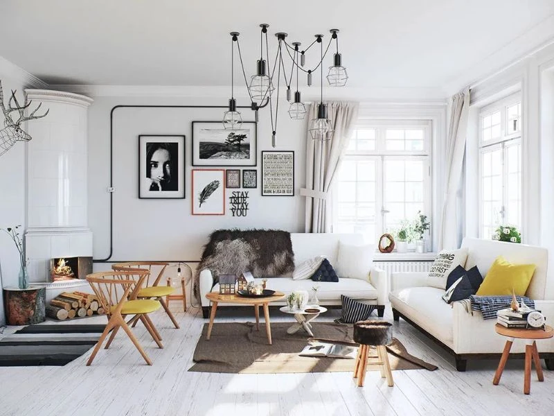 Phòng khách thiết kế phong cách Bắc Âu