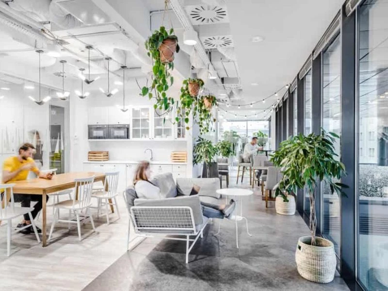 Không gian làm việc thiết kế theo phong cách Scandinavian với nhiều ánh sáng