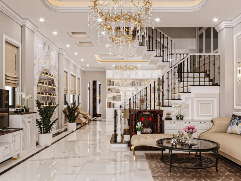 Thiết kế phòng khách theo phong cách tân cổ điển cho nhà phố
