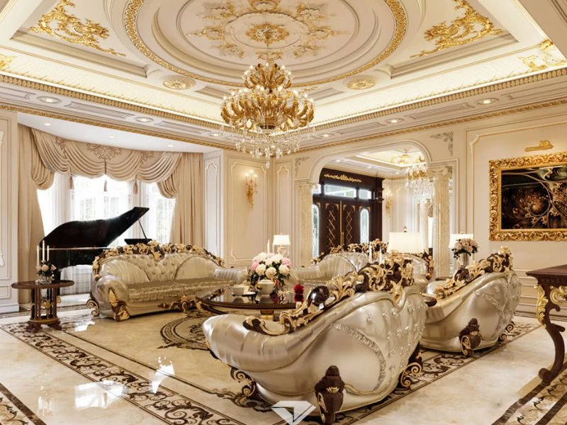 Thiết kế phòng khách tân cổ điển đẹp theo hơi hướng Châu Âu