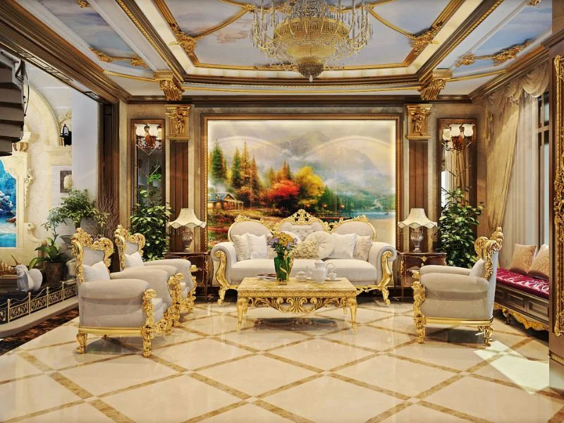 Thiết kế phòng khách tân cổ điển bằng đồ decor tinh xảo