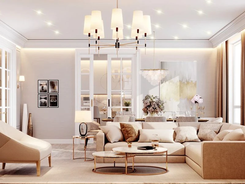Thiết kế phòng khách tân cổ điển dành cho chung cư cao cấp
