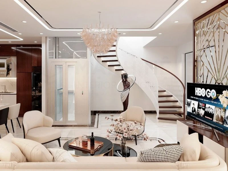 Nội thất phòng khách tân cổ điển cho nhà phố sang trọng