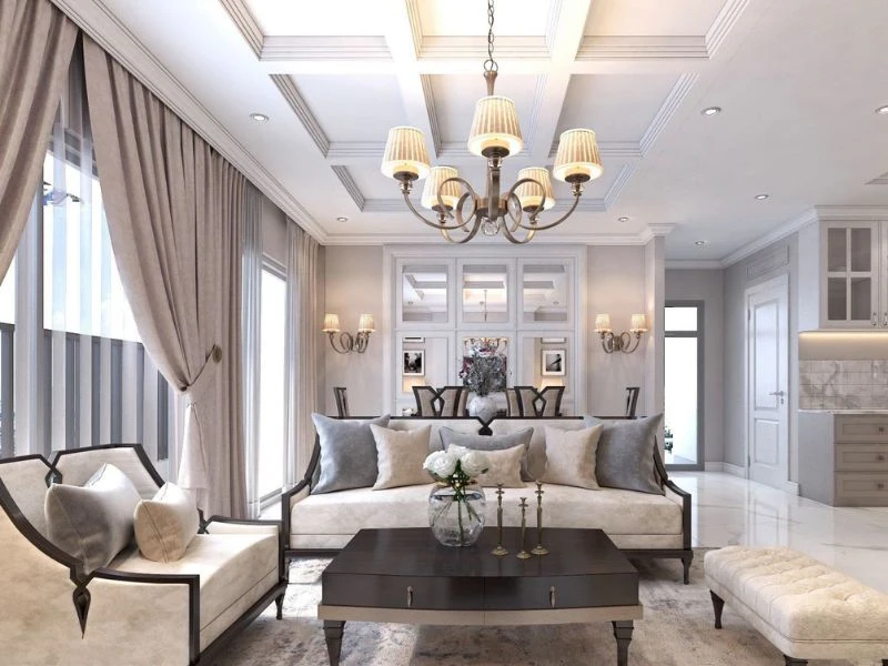 Lưu ý khi thiết kế nội thất phòng khách tân cổ điển
