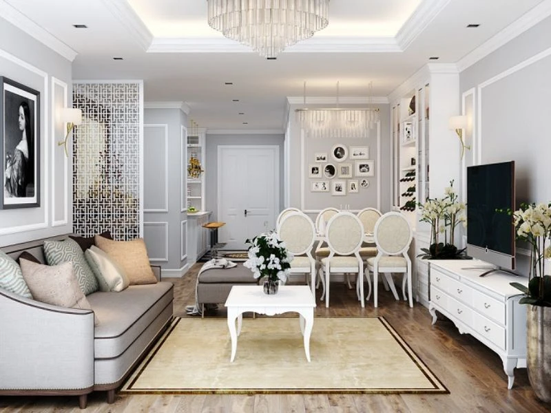 Thiết kế nội thất mang vẻ đẹp sang trọng cho phòng khách tân cổ điển