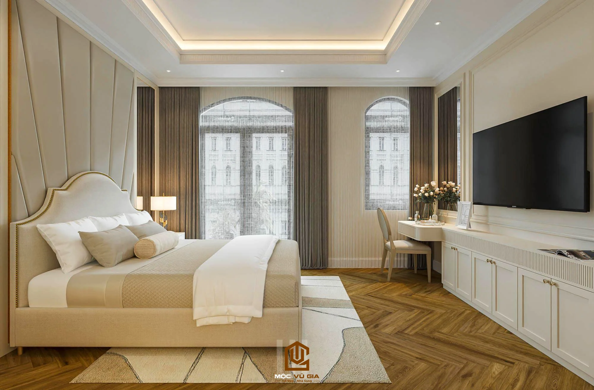 Thiết kế phòng ngủ chung cư phong cách hiện đại tối giản