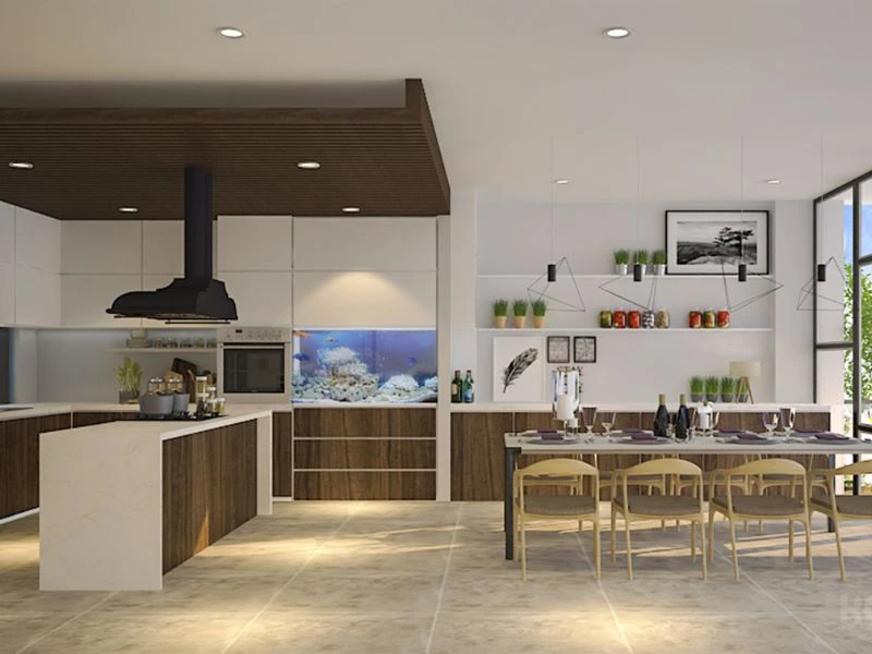 Bếp chữ L cho không gian vuông vắn