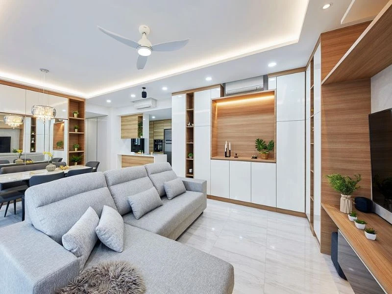 Thiết kế mở với bếp hoặc ban công