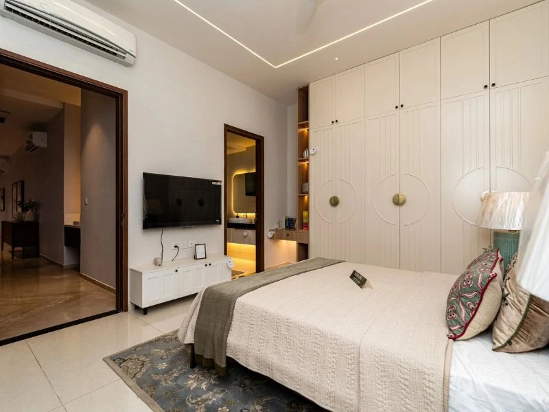 Bàn làm việc và bàn trang điểm tối giản