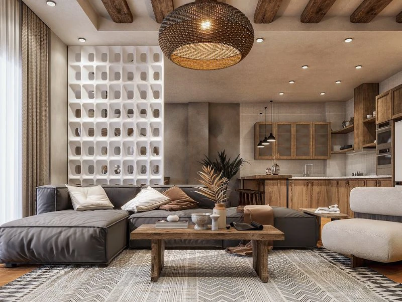 Chất liệu gỗ và đá tự nhiên