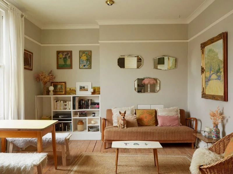 Decor phòng khách nhỏ phong cách vintage pop color