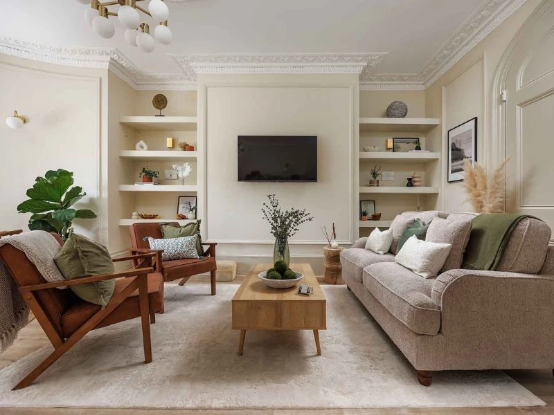 Decor phòng khách nhỏ phong cách vintage kết hợp đương đại