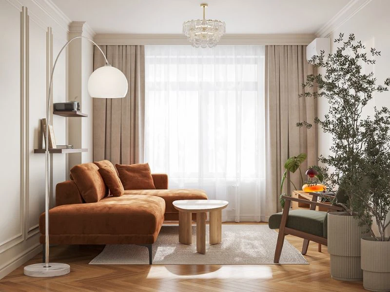 Trang trí phòng khách nhỏ phong cách vintage cùng các loại cây xanh