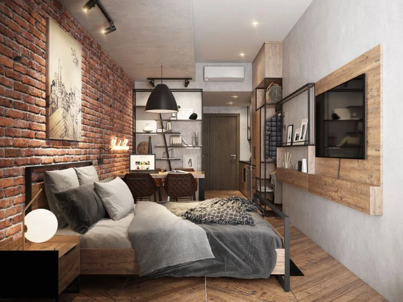 Phòng ngủ nội thất  phong cách industrial