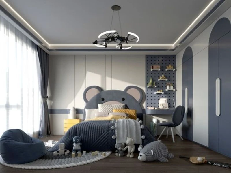 Mẫu thiết kế phòng ngủ cho bé trai tích hợp khu vui chơi