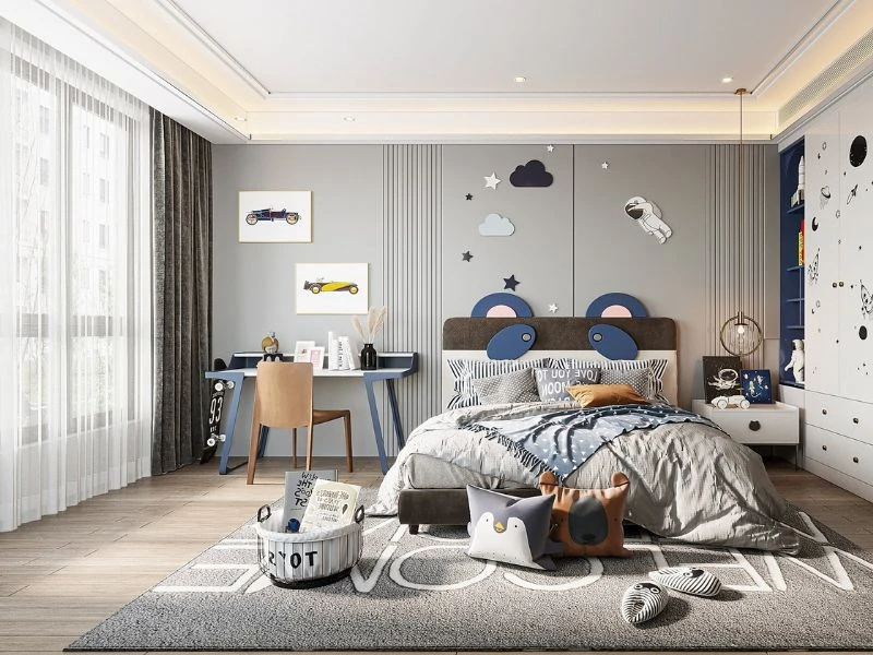 Thiết kế phòng ngủ cho bé trai 10 tuổi với những gam màu sáng