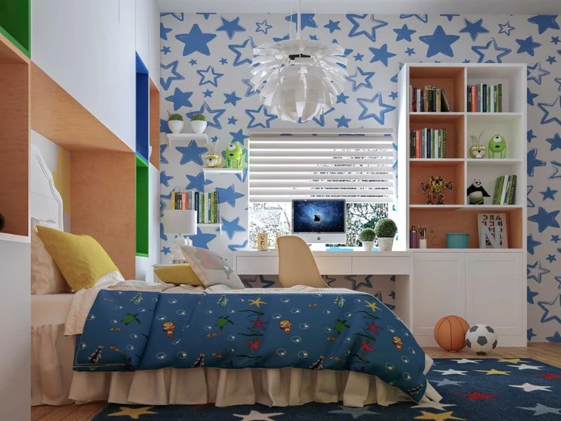 Thiết kế phòng ngủ cho bé trai 10 tuổi với màu xanh Ocean