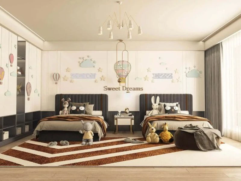 Trang trí phòng ngủ cho bé trai kết hợp nhiều màu sắc