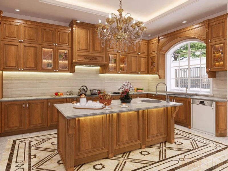 phòng bếp đẹp bằng gỗ tự nhiên