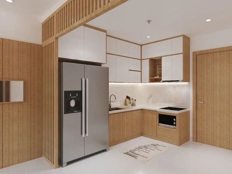 thiết kế với tủ bếp chữ L cho chung cư