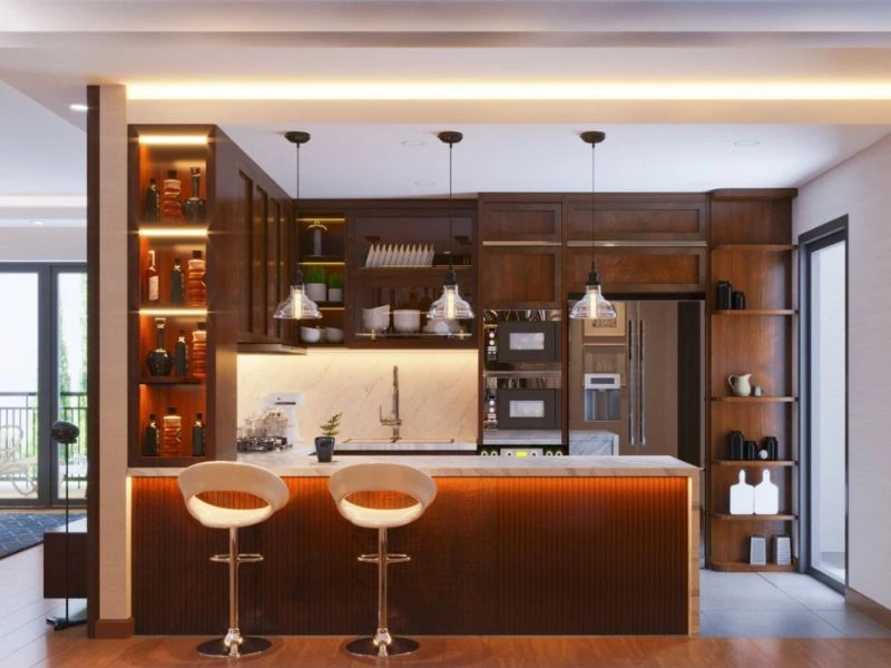 thiết kế hiện đại sang trọng với quầy bar mini
